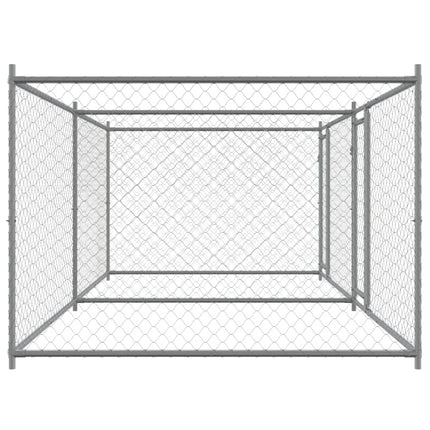 hundegård med låge 4x2x1,5 m galvaniseret stål grå