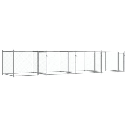 hundegård med låger 8x2x1,5 m galvaniseret stål grå