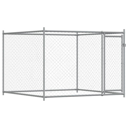 hundegård med låger 8x2x1,5 m galvaniseret stål grå