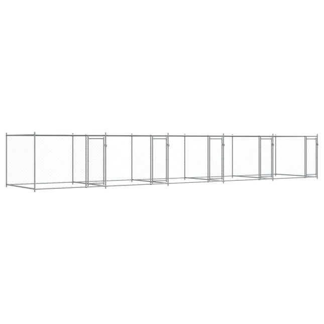 hundegård med låger 10x2x1,5 m galvaniseret stål grå