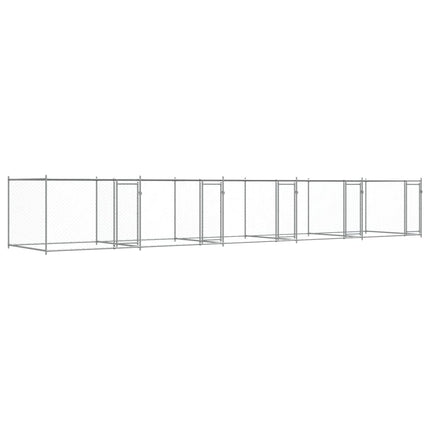 hundegård med låger 10x2x1,5 m galvaniseret stål grå