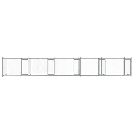 hundegård med låger 10x2x1,5 m galvaniseret stål grå
