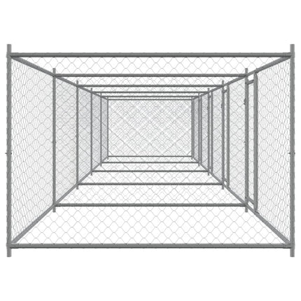 hundegård med låger 10x2x1,5 m galvaniseret stål grå