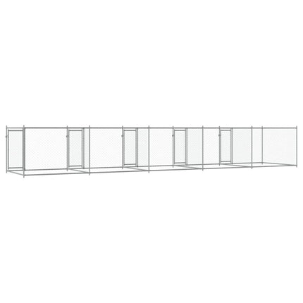 hundegård med låger 10x2x1,5 m galvaniseret stål grå