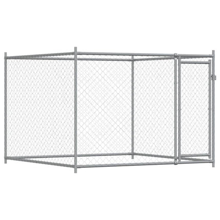 hundegård med låger 10x2x1,5 m galvaniseret stål grå