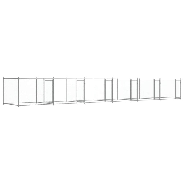hundegård med låger 12x2x1,5 m galvaniseret stål grå