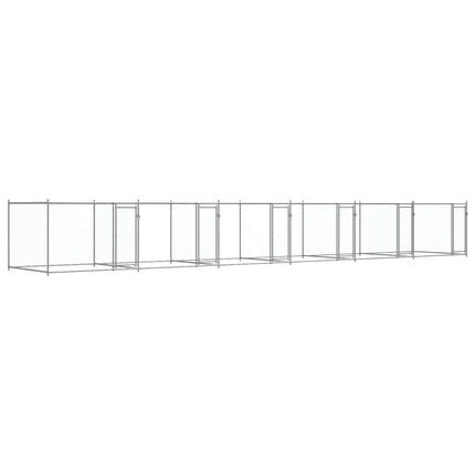 hundegård med låger 12x2x1,5 m galvaniseret stål grå