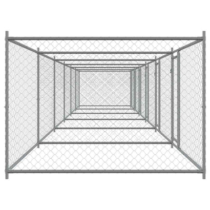 hundegård med låger 12x2x1,5 m galvaniseret stål grå