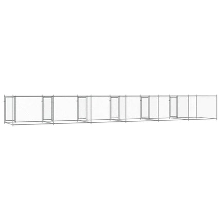 hundegård med låger 12x2x1,5 m galvaniseret stål grå