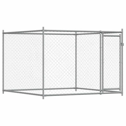 hundegård med låger 12x2x1,5 m galvaniseret stål grå