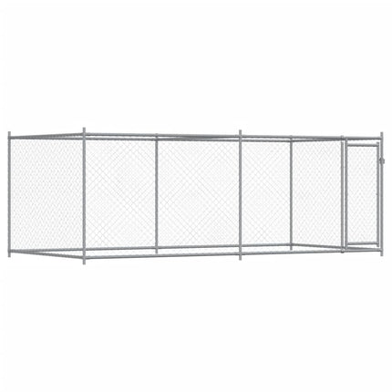 hundegård med låge 4x2x1,5 m galvaniseret stål grå