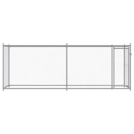 hundegård med låge 4x2x1,5 m galvaniseret stål grå