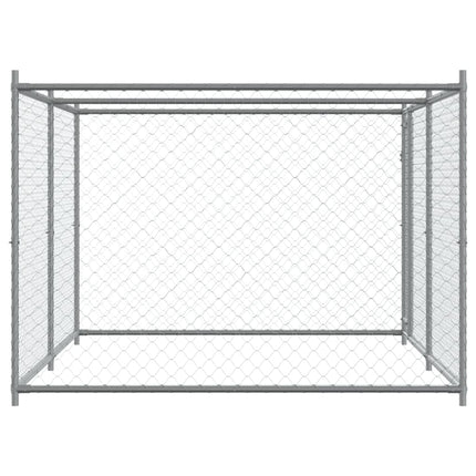 hundegård med låge 4x2x1,5 m galvaniseret stål grå