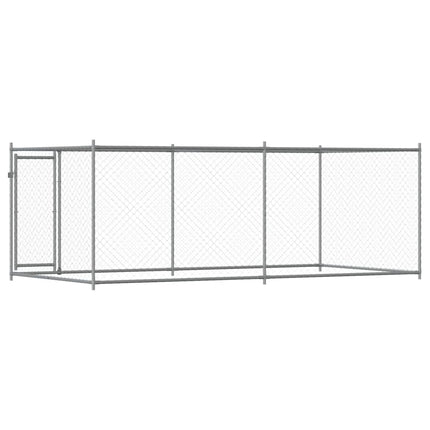 hundegård med låge 4x2x1,5 m galvaniseret stål grå