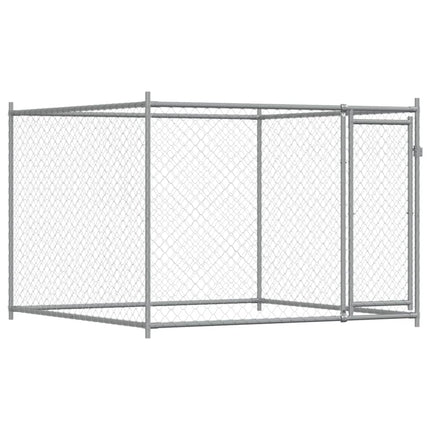 hundegård med låge 4x2x1,5 m galvaniseret stål grå