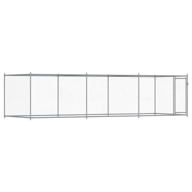 hundegård med låge 6x2x1,5 m galvaniseret stål grå