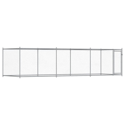 hundegård med låge 6x2x1,5 m galvaniseret stål grå