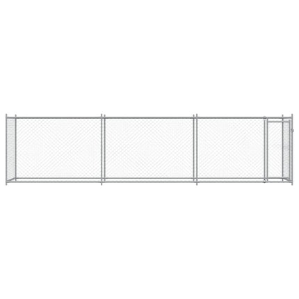 hundegård med låge 6x2x1,5 m galvaniseret stål grå
