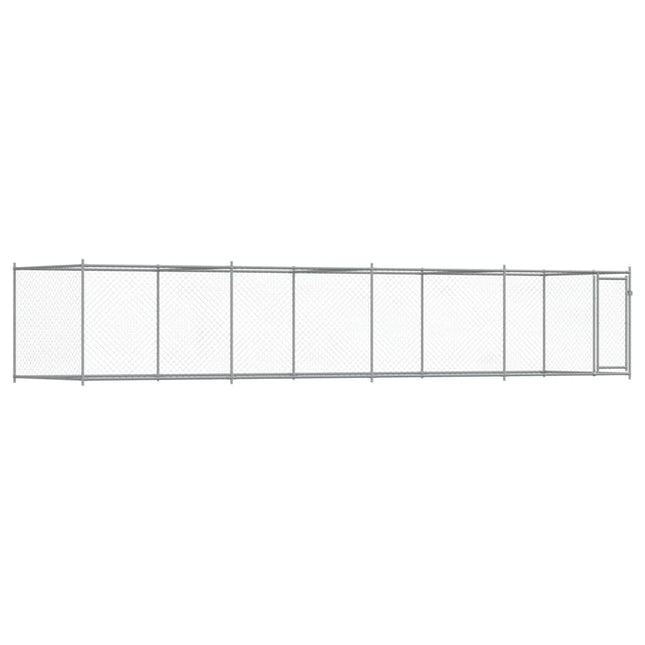 hundegård med låge 8x2x1,5 m galvaniseret stål grå