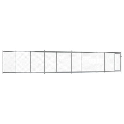 hundegård med låge 8x2x1,5 m galvaniseret stål grå