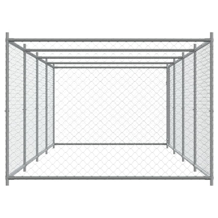 hundegård med låge 8x2x1,5 m galvaniseret stål grå
