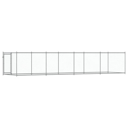 hundegård med låge 8x2x1,5 m galvaniseret stål grå