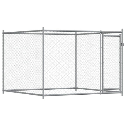 hundegård med låge 8x2x1,5 m galvaniseret stål grå