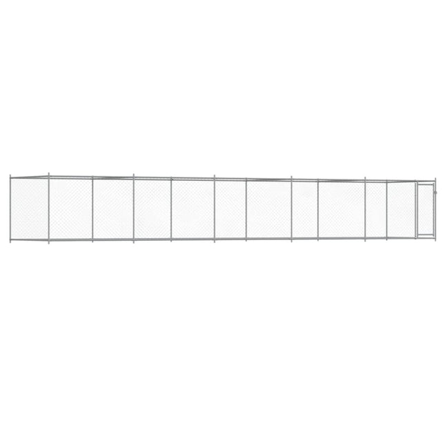 hundegård med låge 10x2x1,5 m galvaniseret stål grå
