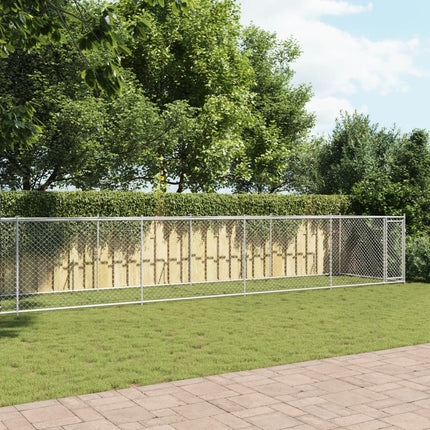 hundegård med låge 12x2x1,5 m galvaniseret stål grå