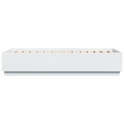 sengeramme med LED-lys 100x200 cm konstrueret træ hvid