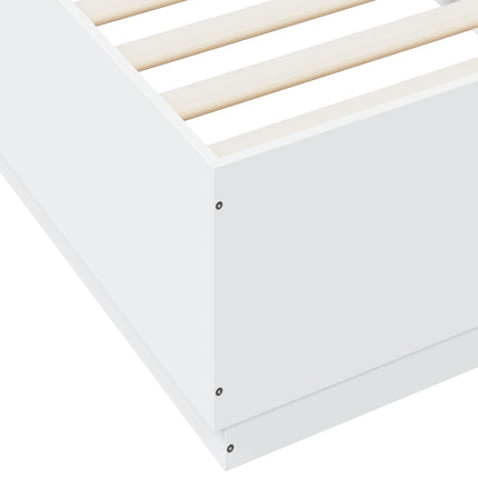 sengeramme med LED-lys 100x200 cm konstrueret træ hvid