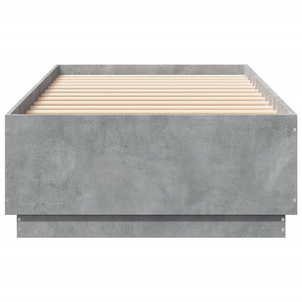 sengeramme med LED-lys 100x200 cm konstrueret træ betongrå