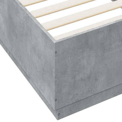 sengeramme med LED-lys 100x200 cm konstrueret træ betongrå