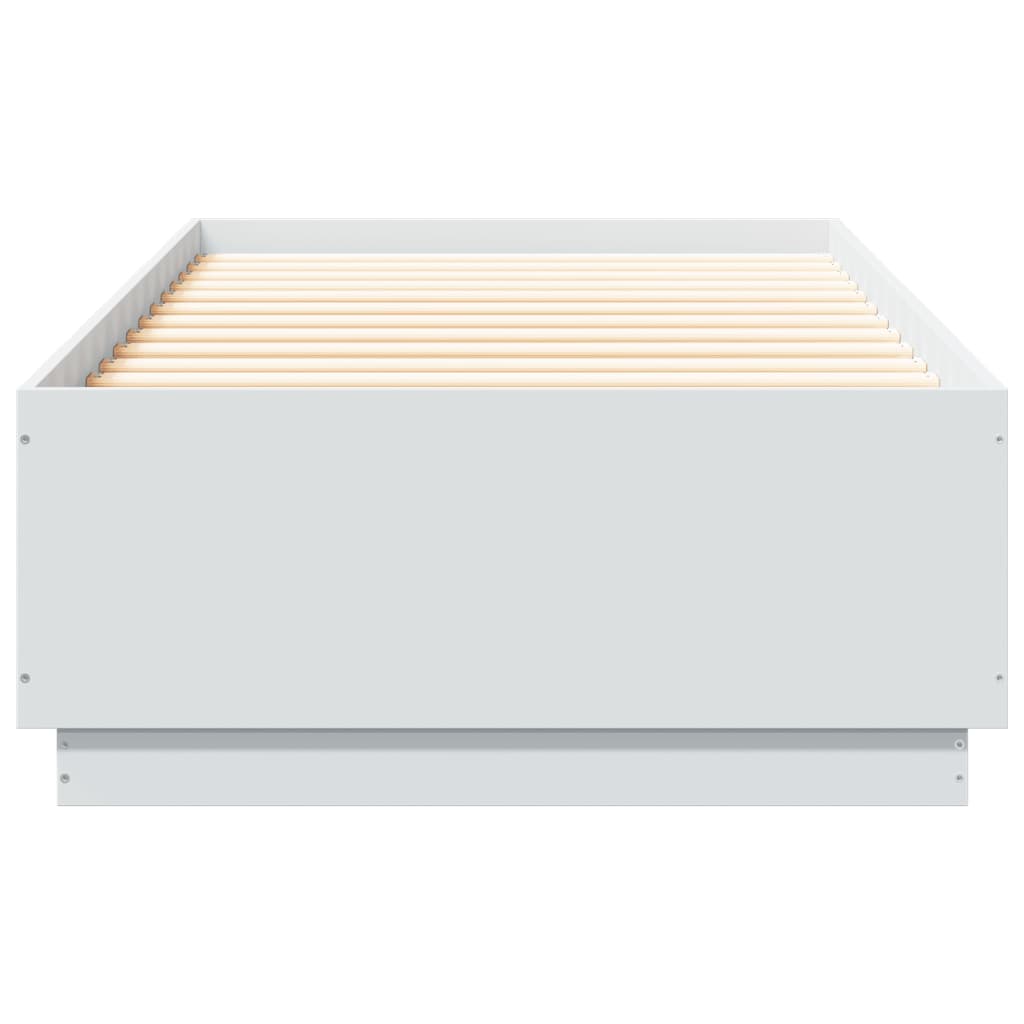 sengeramme med LED-lys 90x200 cm konstrueret træ hvid