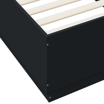 sengeramme med LED-lys 90x200 cm konstrueret træ sort