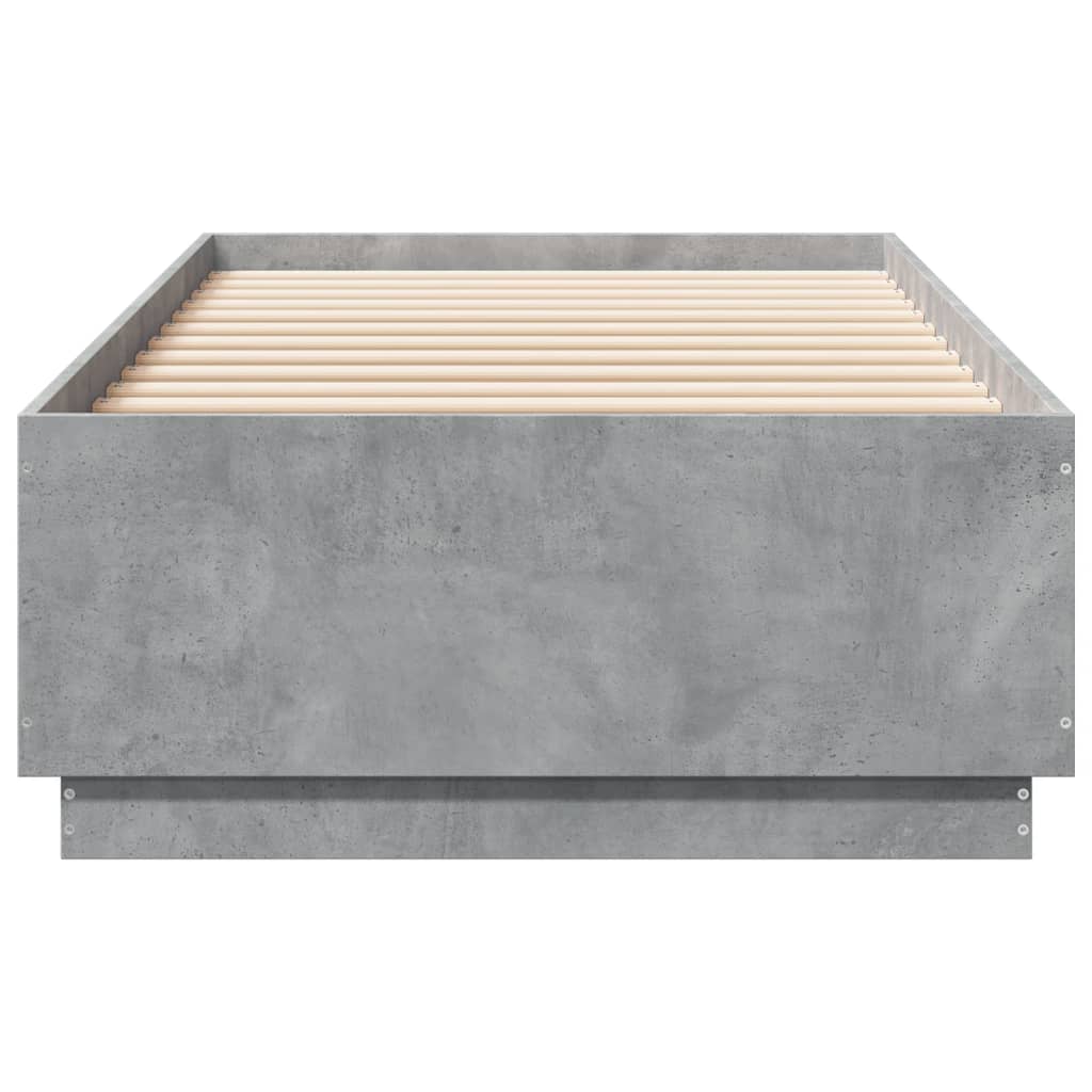 sengeramme med LED-lys 90x200 cm konstrueret træ betongrå