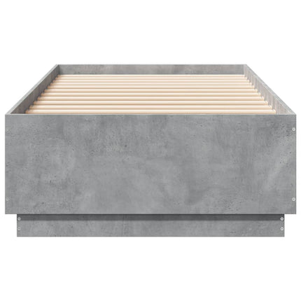 sengeramme med LED-lys 90x200 cm konstrueret træ betongrå