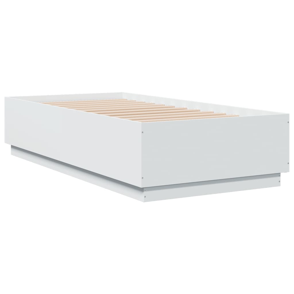 sengeramme med LED-lys 90x190 cm konstrueret træ hvid