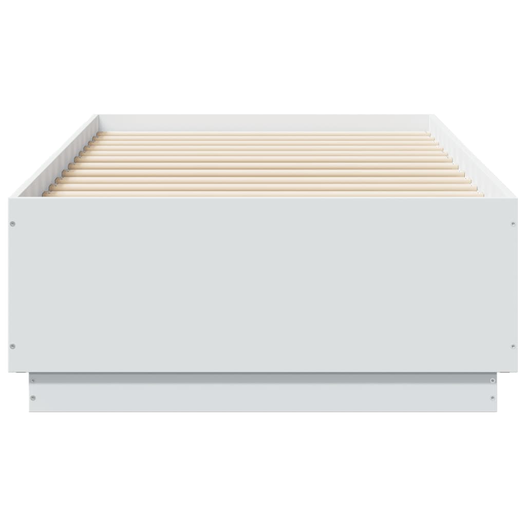 sengeramme med LED-lys 90x190 cm konstrueret træ hvid