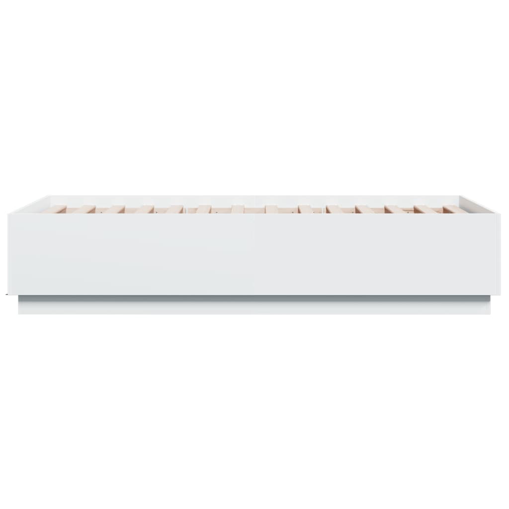 sengeramme med LED-lys 90x190 cm konstrueret træ hvid