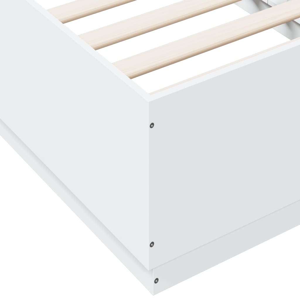 sengeramme med LED-lys 90x190 cm konstrueret træ hvid