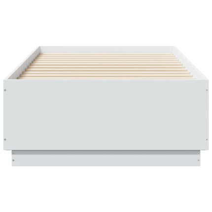 sengeramme med LED-lys 75x190 cm konstrueret træ hvid