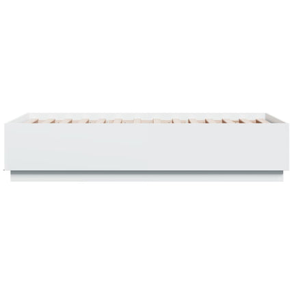sengeramme med LED-lys 75x190 cm konstrueret træ hvid