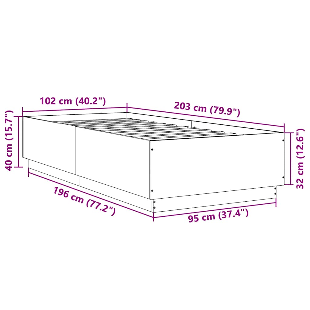 sengeramme 100x200 cm konstrueret træ sonoma-eg