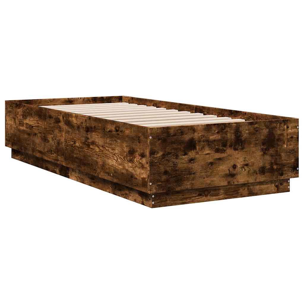 sengeramme 100x200 cm konstrueret træ røget egetræsfarve
