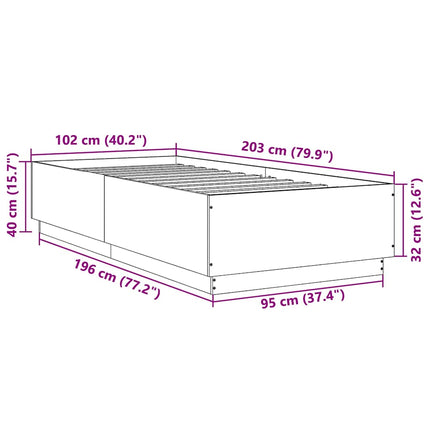 sengeramme 100x200 cm konstrueret træ røget egetræsfarve
