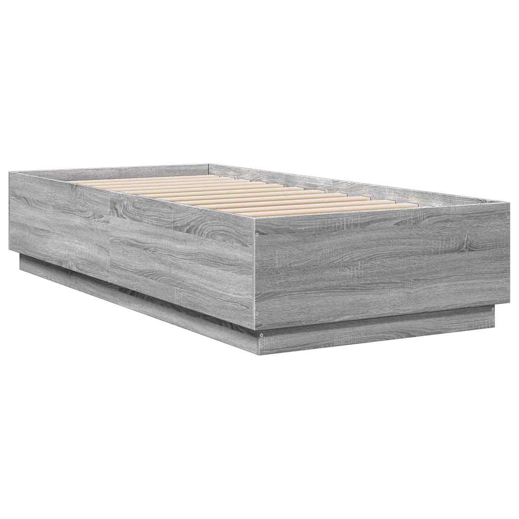 sengeramme 100x200 cm konstrueret træ grå sonoma-eg