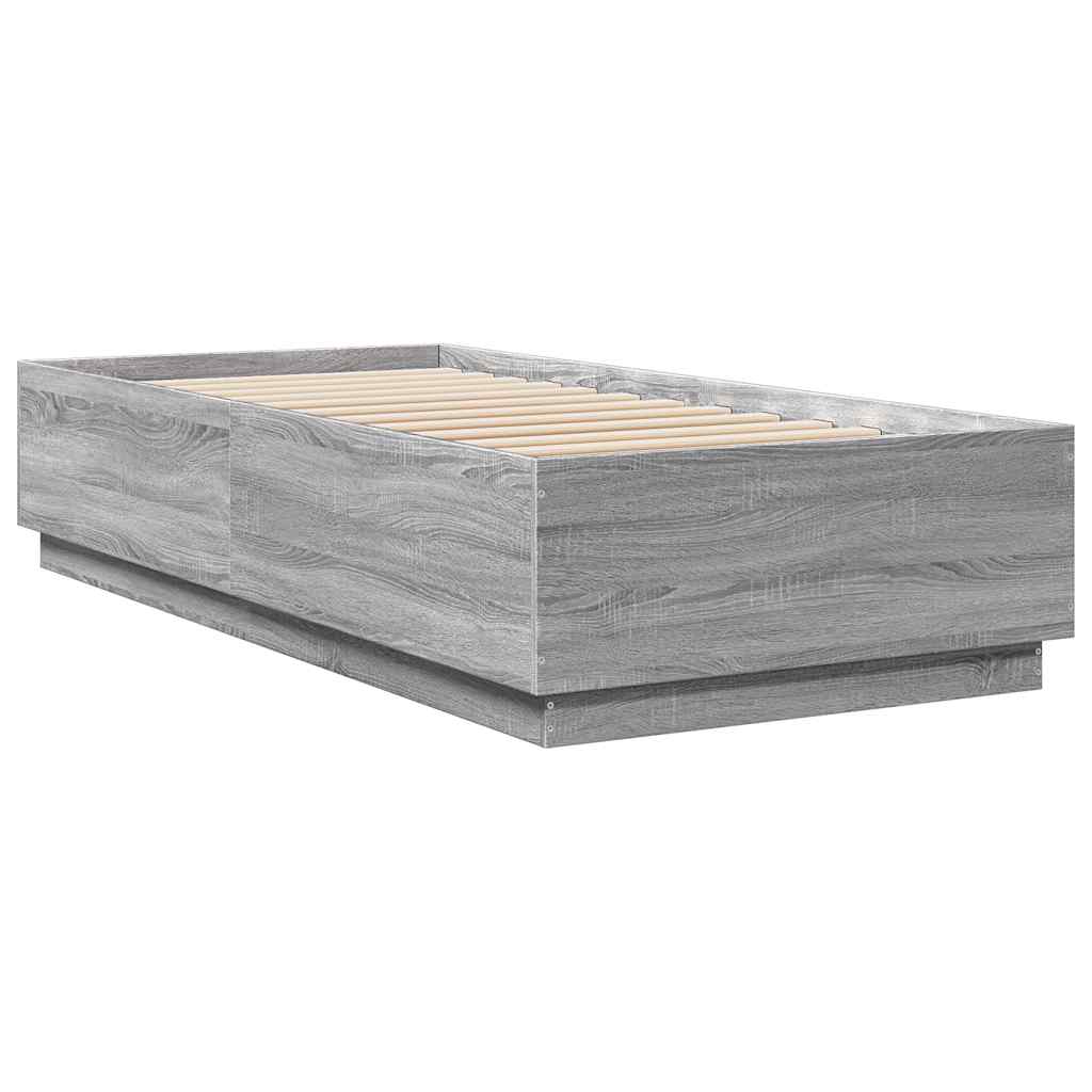 sengeramme 100x200 cm konstrueret træ grå sonoma-eg