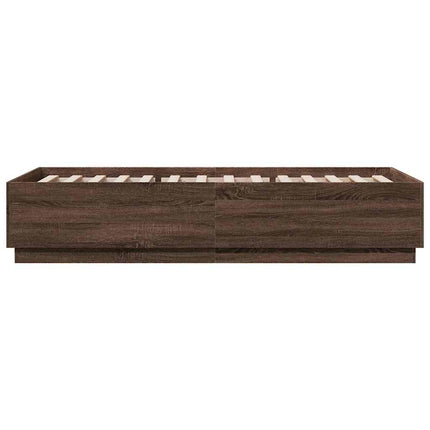 sengeramme 100x200 cm konstrueret træ brun egetræsfarve