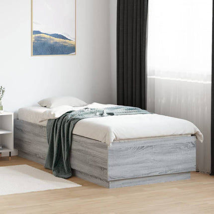 sengeramme 90x200 cm konstrueret træ grå sonoma-eg